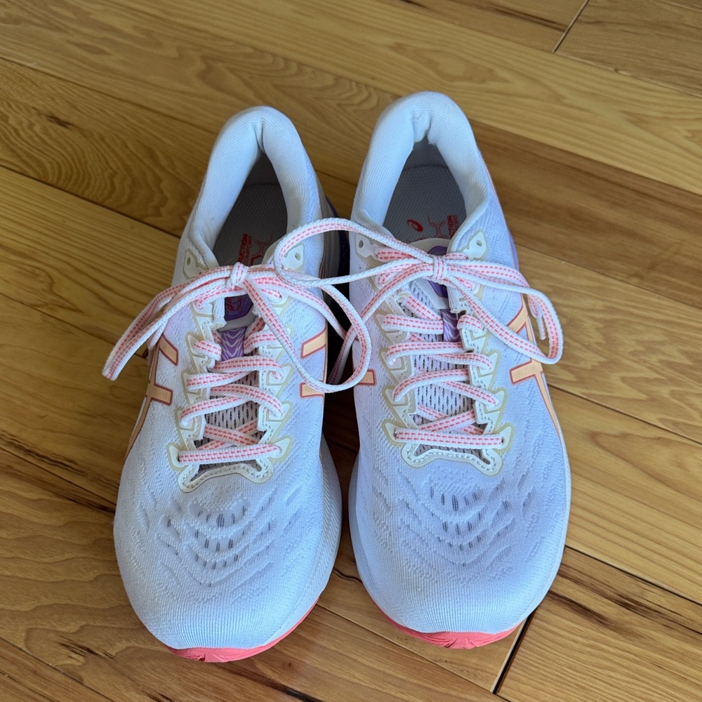 Asics Women's White and Pink Athletic Shoes